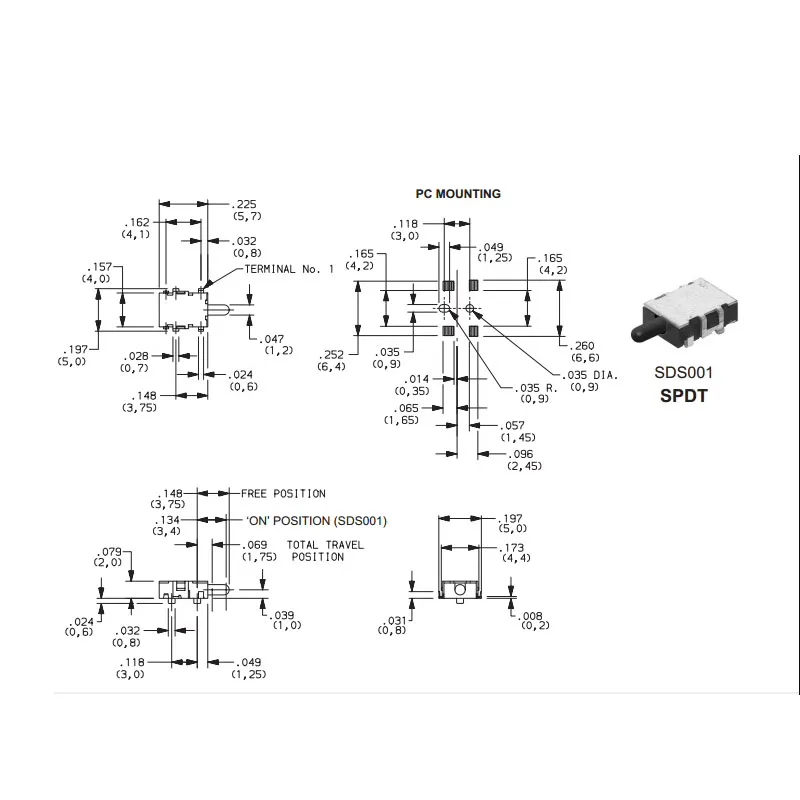 2pcs/lots Original U.S.A. SDS002R Turtle Detector Switch SMD 4-pin Travel Reset Limit Micro Normally Closed