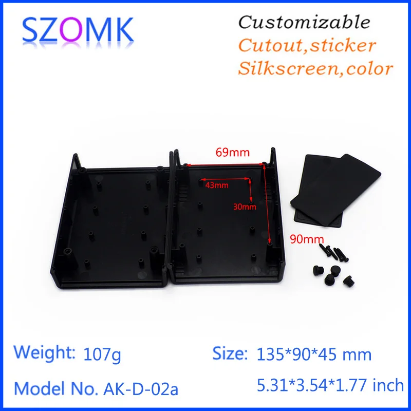 Plastic enclosure for electronics plastic case (1Pcs) 133*90*45mm black plastic project boxes plastic electronics project box
