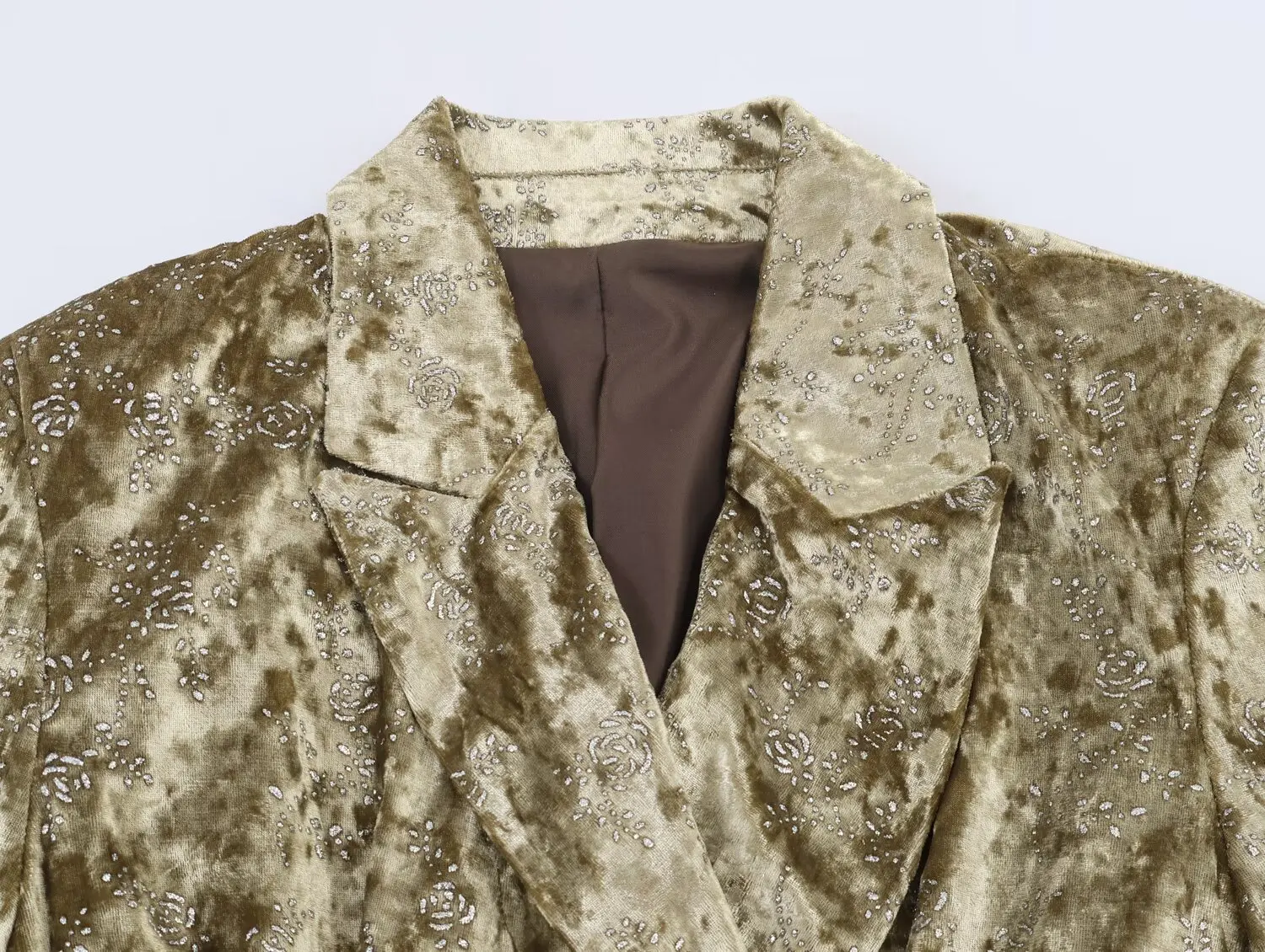 2025 nouveaux vêtements pour femmes: veste à manches longues en velours métallique à la mode de Style européen et américain avec ceinture