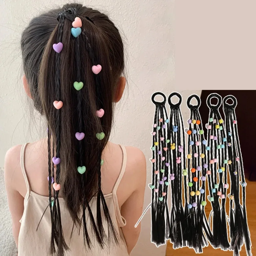 1PC Girls Pentagram Flower Wigs Ponytail Headbands Rubber Bands Hair Bands Headwear Kids Hair Accessories Lovely Hair Ornament image 2