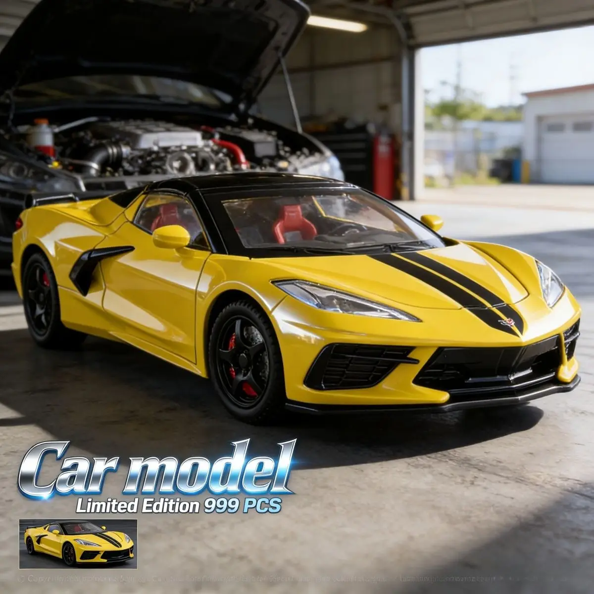 

1:22 Simulation C8 convertible alloy car model with spinning sound and light - a boy toy for gift