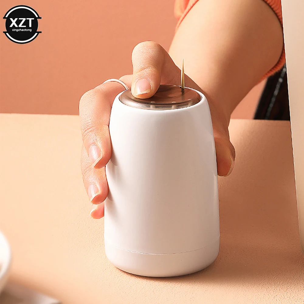 Creative Automatic Toothpick Holder Container Household Table Toothpick Box Plastic Push-Type Round Storage Toothpick Dispenser