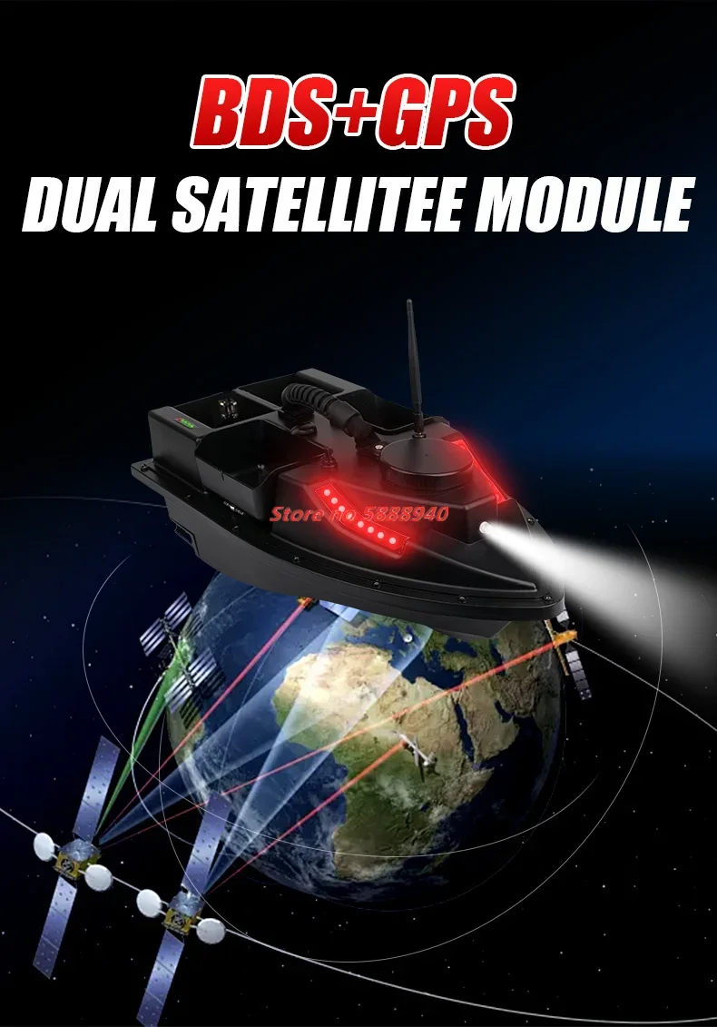 

54CM 4Hopper 100 GPS Fishing Bait Boat 100GPS Point 500M 2KG 7-Color Light Adjust RC Nesting Boat Smart Cruise RC Fishing Baits