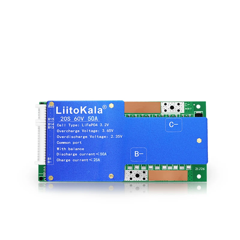 LIitoKala 20S-60V50A-BMS LiF4PO4 Scheda di protezione della batteria BMS con bilanciamento 64V Litio Ferro Fosfato 18650 LiFePO4