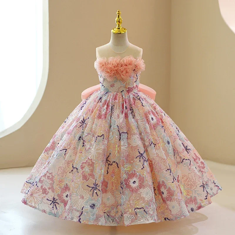 NBFENFA Mmulti Color vestidos de fiesta de invitados de boda para niña de las flores 2023 sin mangas niños cumpleaños vestido de fiesta de princesa