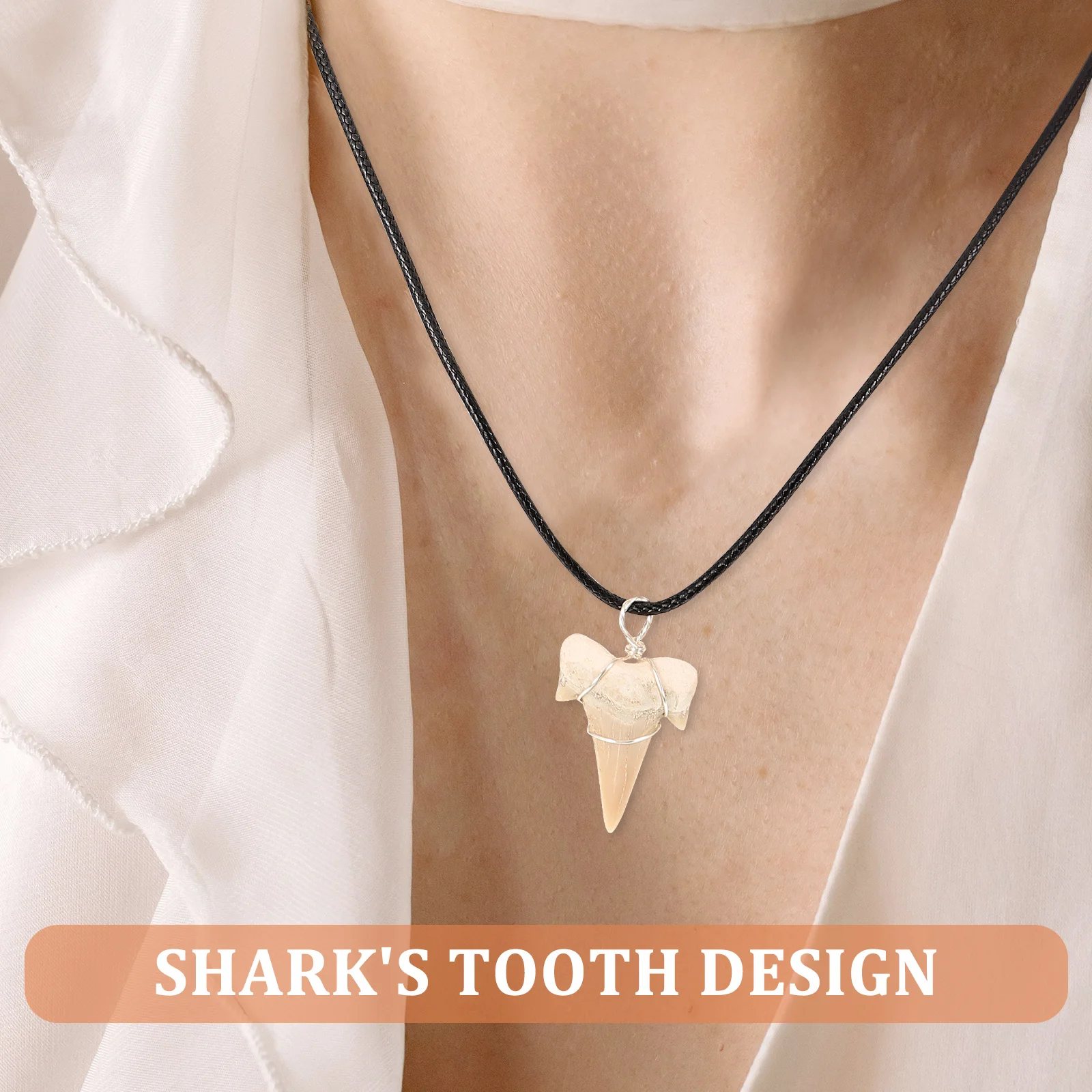 Decor Sharks Tooth Neck Chain Women Necklace Teeth Pendant Decorate for Fossil Hanging Charm Miss Decoration