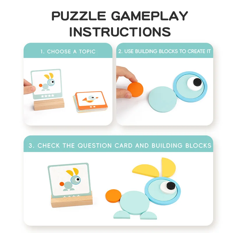 Jouets en bois colorés pour enfants, bricolage, Tangram créatif géométrique, ensemble de planches de Puzzle, jouets éducatifs pour enfants, cadeau