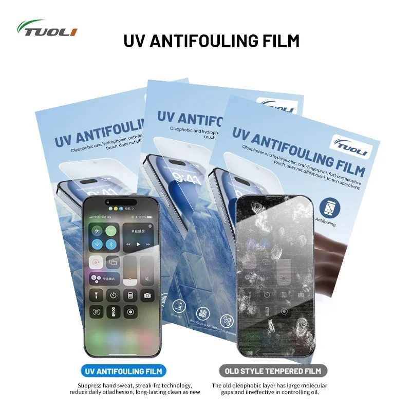 

TUOLI UV Anti-fouling Curing Film 3D Curved Support Fingerprint Unlock Case Friendly No Fingerprint Screen Protector