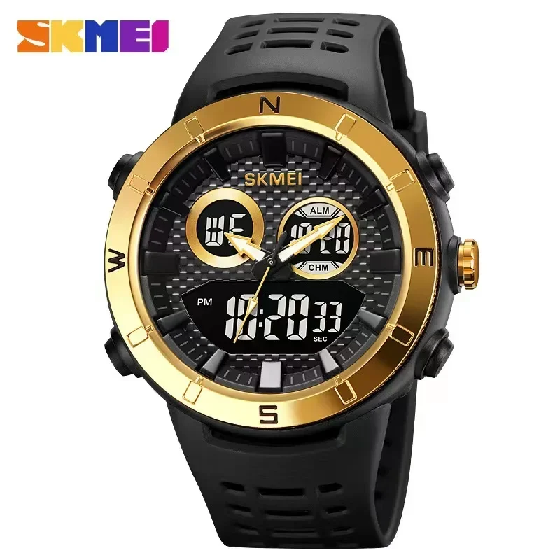 SKMEI New Japan Digital movement 2 Time Back Light Sport Watch Mens impermeabile cronometro allarme orologi da polso orologio reloj hombre