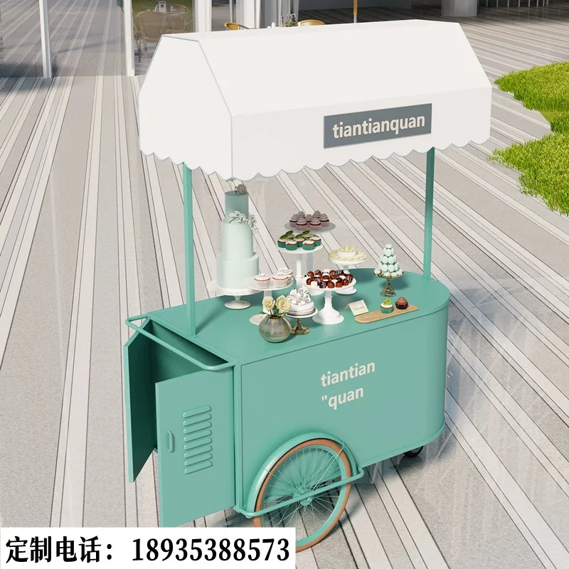 

Outdoor wrought iron float flower display stand shopping mall stall hotel square multi-functional stall promotional cart trolley