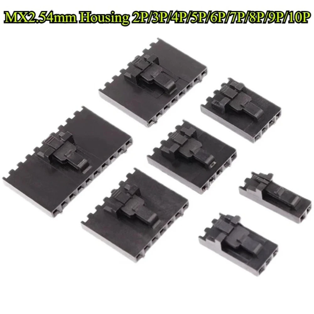 

100Pcs Dupont MX2.54mm with Lock Buckle Pitch 2.54mm Housing 2P/3P/4P/5P/6P/7P/8P/9P/10P Pin Plastic Shell Terminal Connector
