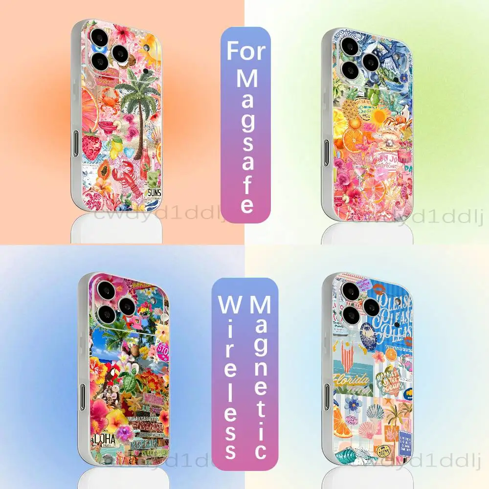 

Summer Vibes Seaside Wine Phone Case For iPhone 15,16,17,13,14,11,12,Pro,Max,Plus,E,Air,Mini with Magsafe Magnetic Transparent