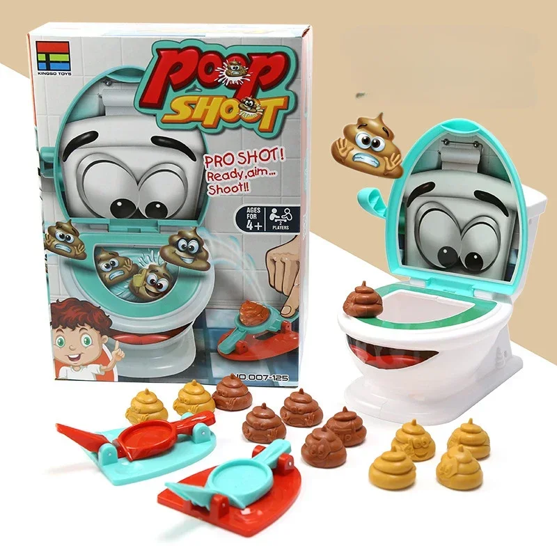 Creative Poop Shooter Toys Two People Desktop PK Games Interactive Pranks Funny Party Game Toilet Poop Catapult Toys for Kids