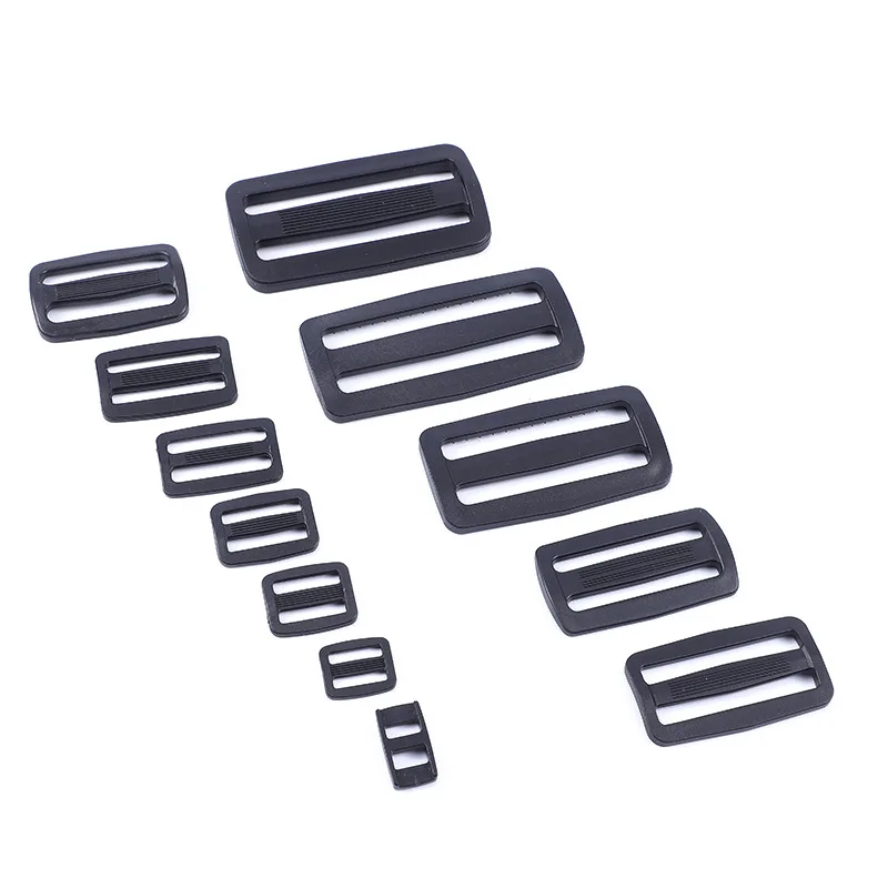 20pcs Plastic Tri Glides Slide 3 Bar Rectangle/Square Adjuster Buckle For Leather Craft Bag Shoulder Strap Belt Webbing 1-7.6cm