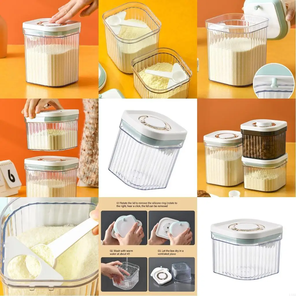 

Baby Feeding Milk Powder Dispenser with Easy Push Open Designs Home Storage Jar L8RB