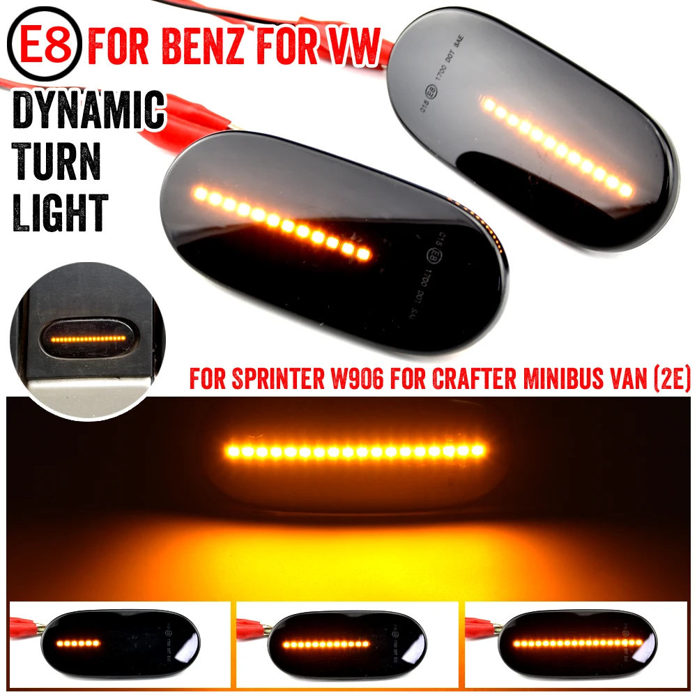 For Mercedes Benz Sprinter W906 2006-2018 LED Lamp Dynamic Side Marker Light For VW Crafter Minibus 2006-2016 Car Accessories