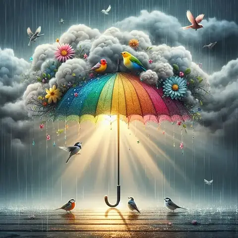 5D DIY Diamond Paintings, Round Diamonds, Colorful Umbrellas, Birds, Flowers and Clouds, Wall Decorations, Festival Gifts