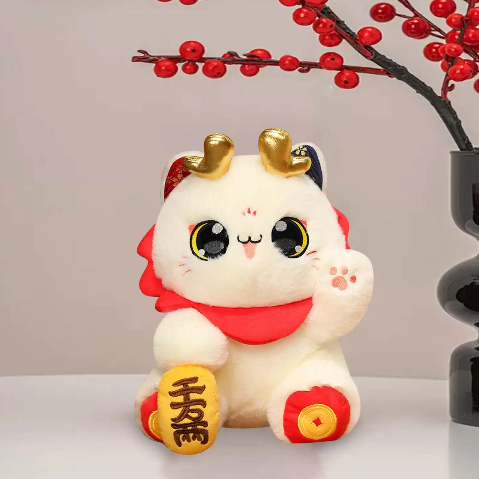 2024 Chinese New Year Cat Decoration Birthday Gift Soft Cartoon Animal Doll for Hotel Festivals Restaurant Parties Gatherings