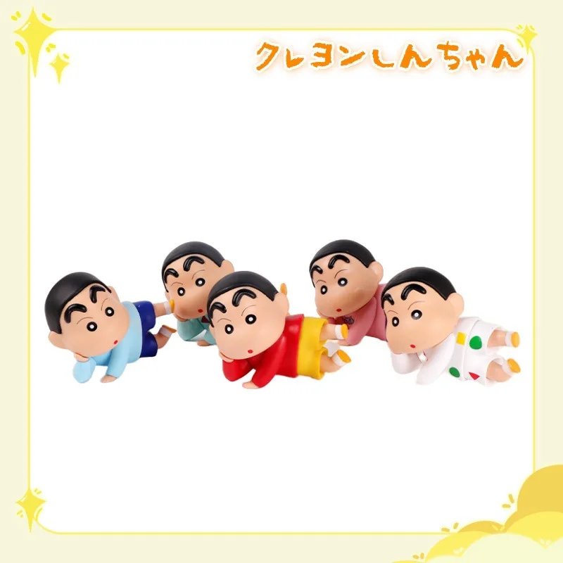 5 teile/satz Anime Crayon Shin-chan Q Version Liegen höre Action Figure PVC Modell Statue Spielzeug puppe Auto ornament dekoration Geschenke