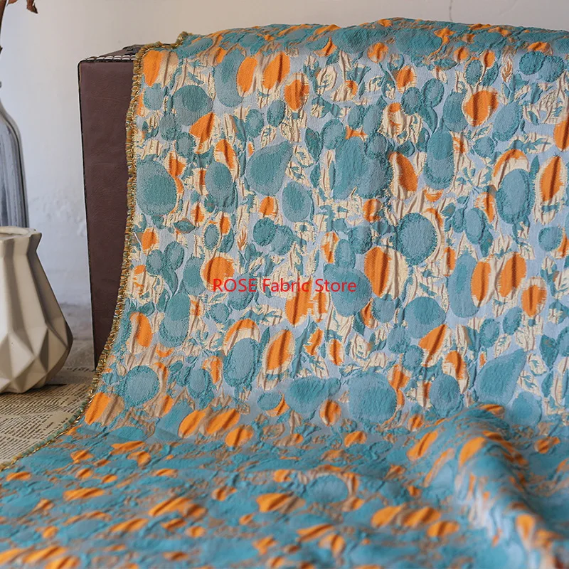 

1-метровая тисненая золотая шелковая пряжа, окрашенная жаккардовая ткань, модная сумка, пышное платье, швейная ткань