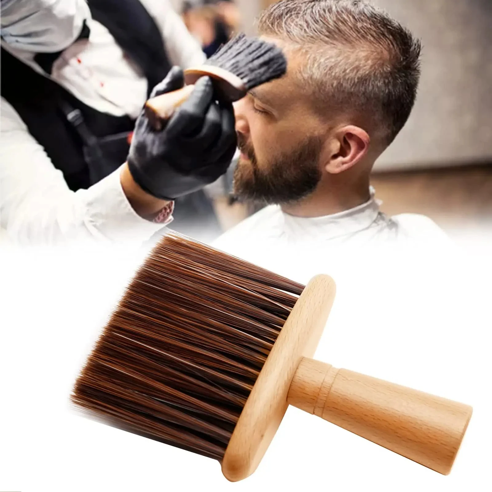 Friseur Hals Staub tuch Bürste profession elle gebrochene weiche Haar bürsten Haarschnitt Ohr Gesicht Reinigung Holzgriff Friseur Styling-Tool