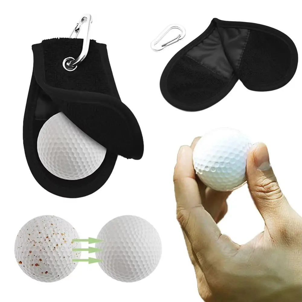Training Aids Golf Ball Cleaning Towel Soft Skin With Hanging Clip Dry Towels Golfer Super Absorbent Black Golf Cleaning Tools