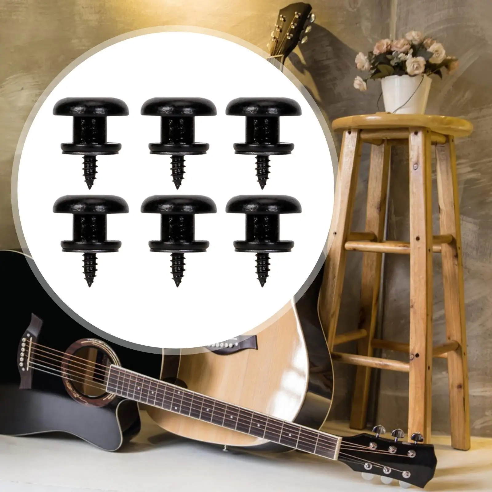 Metal Guitar Strap Lock Buttons Anti Slip End Pins with Mounting Screws Durable Electroplated Parts for Bass Guitar Ukulele