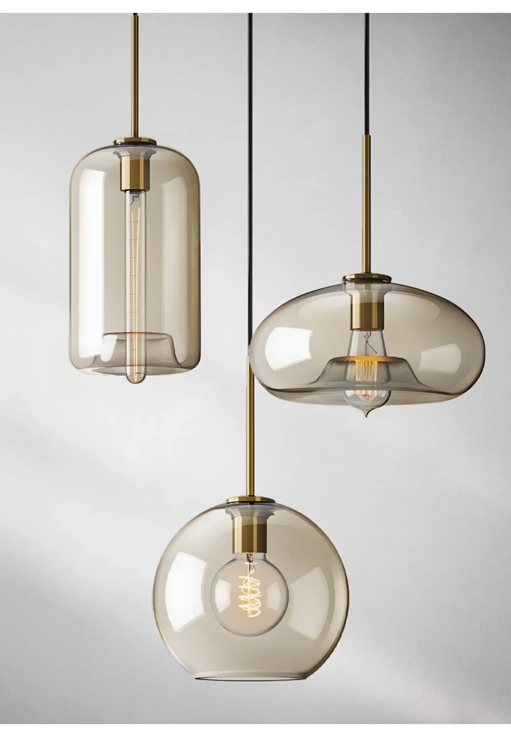 Nordic LED Glass Chandelier Single Multi Head Dining Room Pendant Light Living Room Bedroom Cafe Stairway Home Decoration Lustre