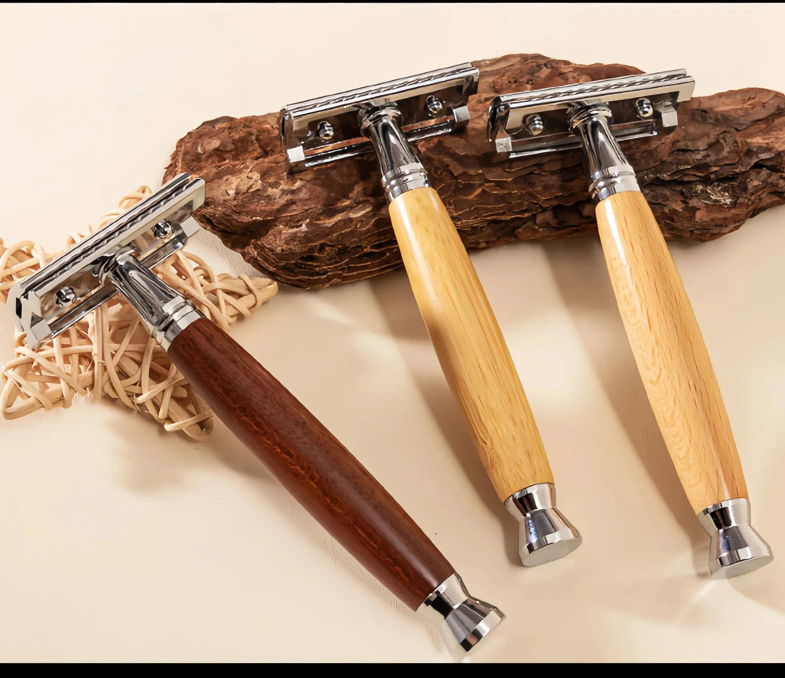 

Бритва с двойной кромкой, бритва с деревянной ручкой из цинкового сплава, экологически чистые безопасные бритвы для женщин/мужчин, женская бритва