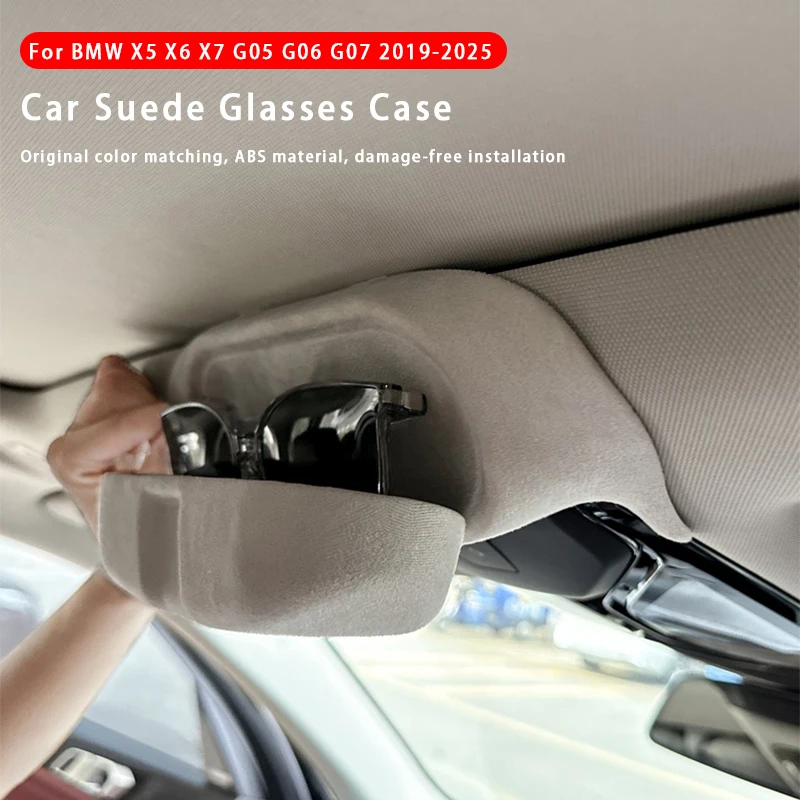 

Car Glasses Case Suede Car Sunroof Sunglasses Storage Box Organizer Interior Accessories For BMW X5 X6 X7 G05 G06 G07 2019-2025