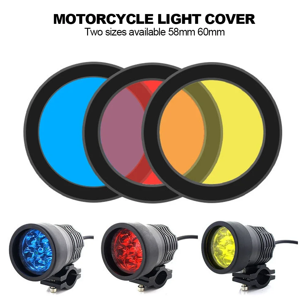 58mm/60mm Motorcycle Headlight Yellow/Red/Blue Cover Plastic DIY Moto Light Cover 3000K Lamp Color Change Shell Lamp Accessories