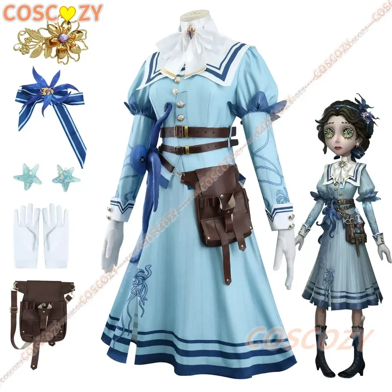 Identidade v emily dyer médico cosplay traje jogo lindo uniforme preservado flor cosplay adereços headwear cinto saco acessórios