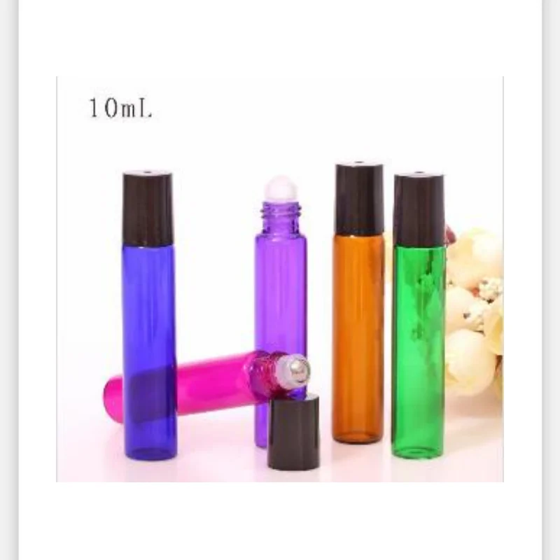 

Pull Tube 10ML Glass Roller Oil Bottles Blue Purple Green brown rose red 10 ml Roll On Bottles Aromatherapy Fragrance lin5140
