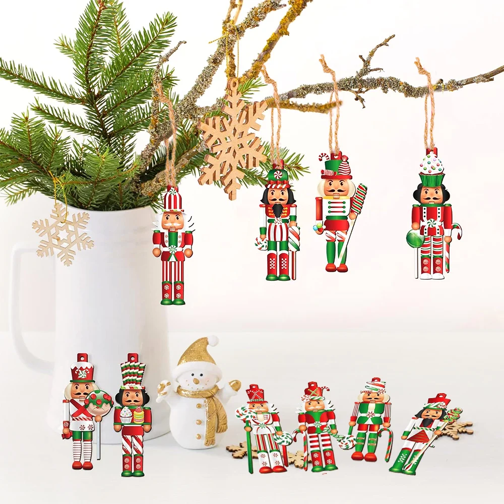 Soldat Casse-Noisette Bonbons Pendentif En Bois, Ornement De Face D'arbre De Noël, Décoration De Noël Pour La Maison, Cadeau De Nouvel An, Nouveau, 12 Pcs, 24Pcs