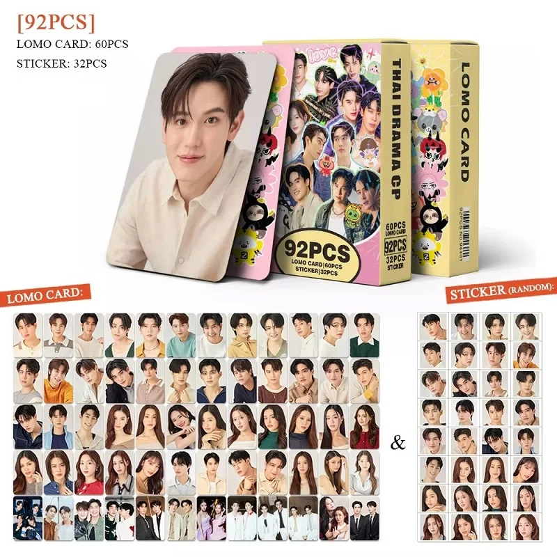 

92Pcs/Set Thai GMMTV Artist Lomo Cards With Stickers HD Photocard Set Famous Thailand Show Stars Collection Gift