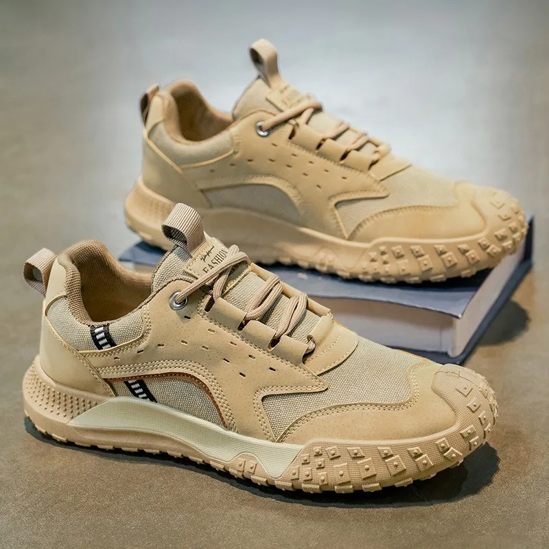 

Men Wear-resistant Works Shoes 2025 Casual Platform Sneakers Outdoor Men Shock-absorbing Hiking Tennis Labor Shoe Zapatos Hombre