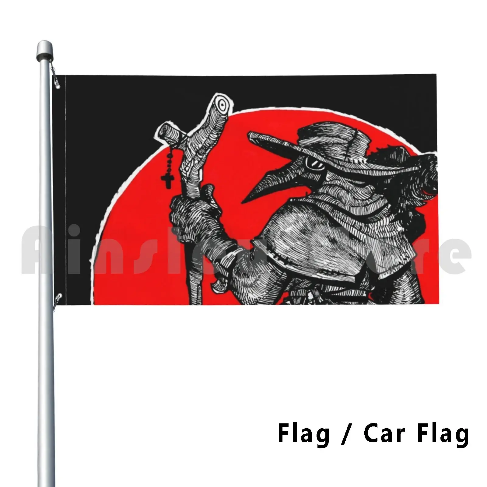 Plague-Arrival Outdoor Decor Flag Car Flag Plague Ink Traditional Vintage Retro Raven Crow Morbid Dark Red Plague Goth