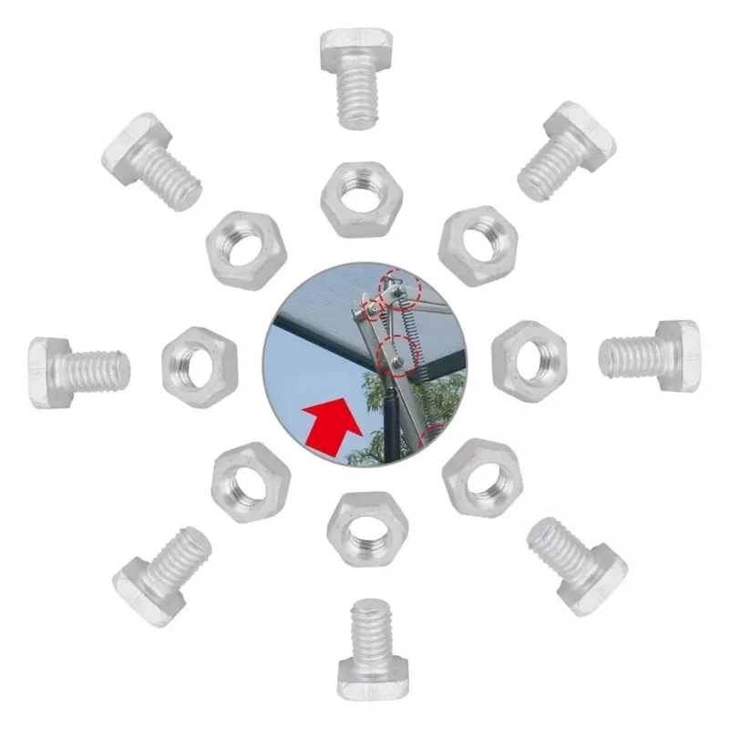 

50/100pcs M6x12mm Greenhouse Bolts Nuts Set Aluminium Square Head Bolts Greenhouse Clips Home Hardware Repair Kit