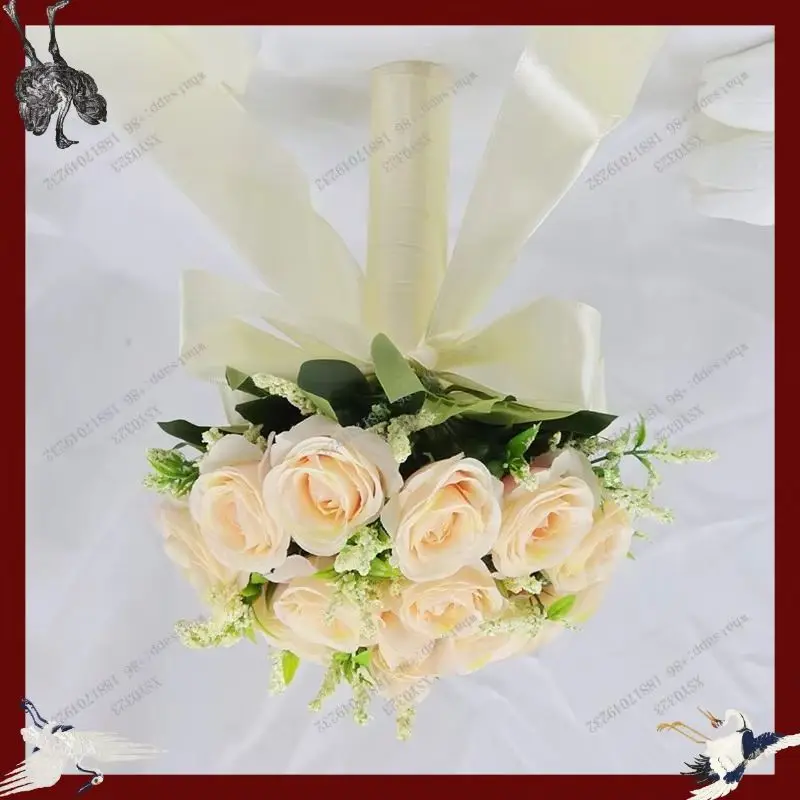 Artificial Bridal Bouquet Fake Flower Wedding Ball Bridesmaid Prop Simulation Flower Arrangement for Certificate Taking