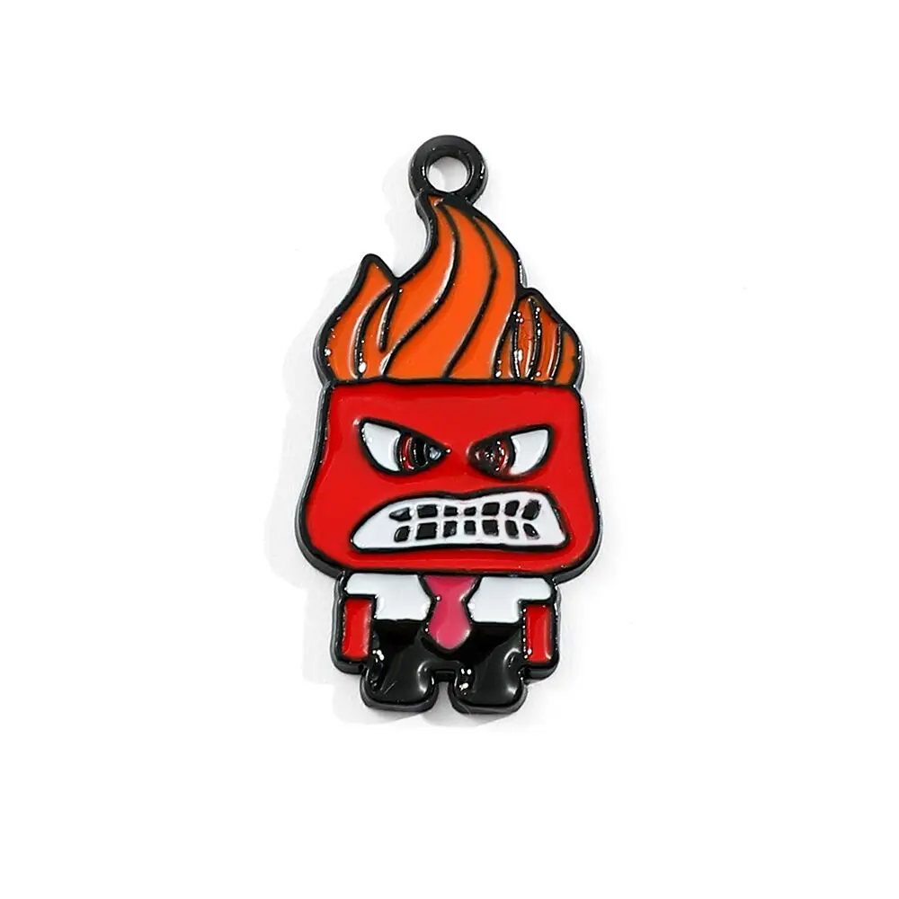 New Inside Out Diy Oil Drop Pendant Cute Cartoon Anxiety Sadness Anger Joy Diy Accessories Alloy Backpack Pendant Jewelry