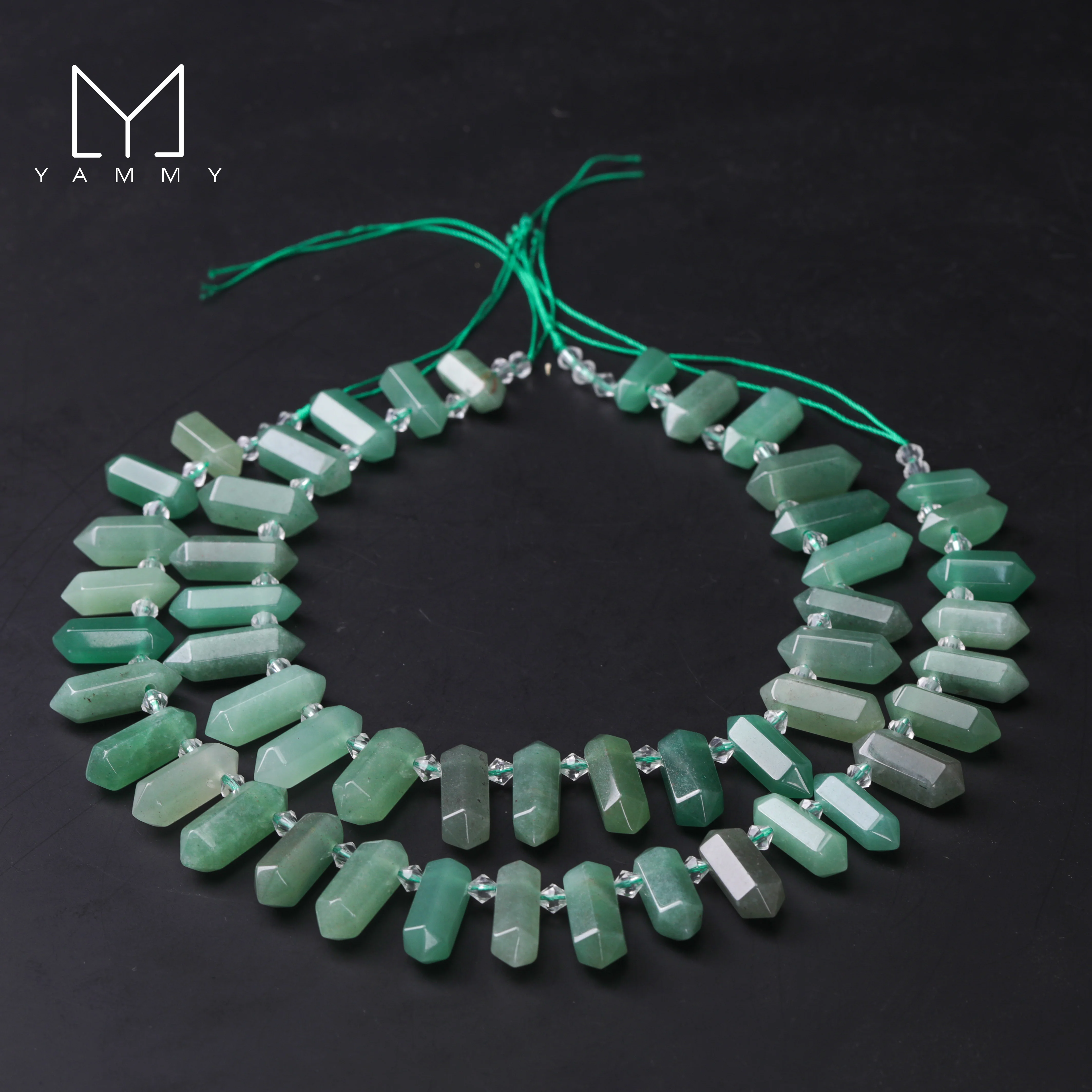 

Approx 25 PCS/Strand,Natural Green Aventurine Quartz Top Drilled Double Graduated Point Spacer Beads DIY Pendant Jewelry Making