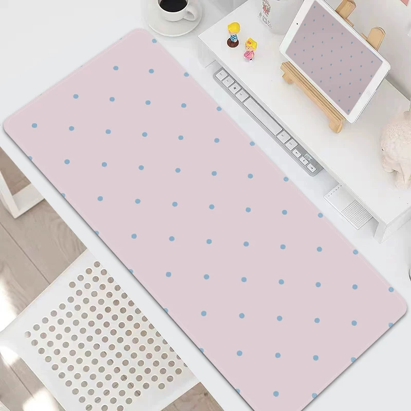 Minimalist Polka Dots Silicone Gaming Mouse Pad Large Table Mausepad With Seamed Anti-slip Base Rubber Office Computer Desk Mat