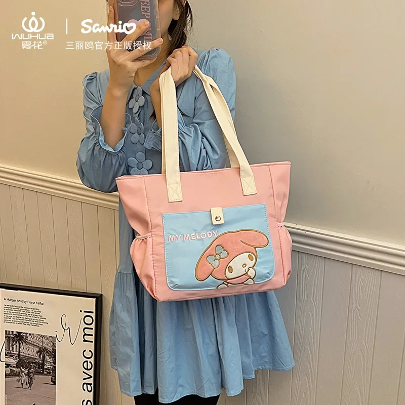 

My Melody Crossbody Bag Shoulder Bag Anime Large Capacity Versatile Commuting Printing Canvas Kawaii Cartoon Tote Bag