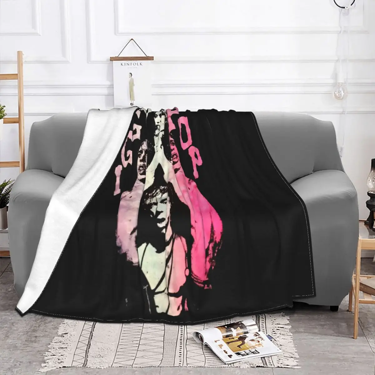 Iggy Pop Punk 80S Stooges Reprint Cotton Black Men S 4Xl C599 Promotion Family Cute Throw Blanket