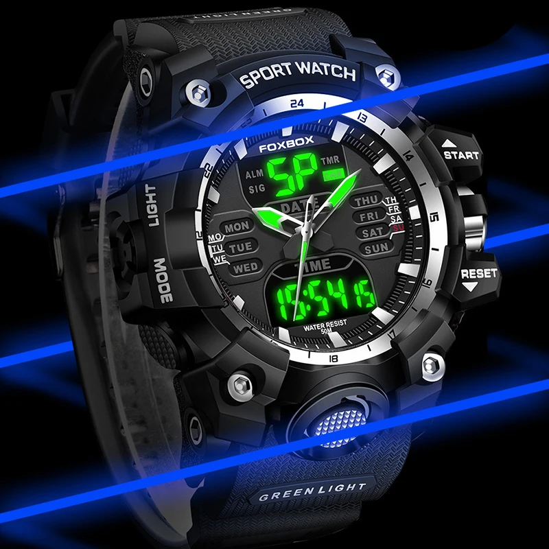 

FOXBOX 2024 New Digital Men Watch LIGE Brand Watch Student Watch Men Outdoor Military Waterproof Wristwatches Male Reloj Hombre