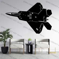 US F22 Raptor Fighter Wall Sticker War Weapons Strategy Aircraft Teen Kids Room Military Fans Home Playroom Decor Vinyl Decal