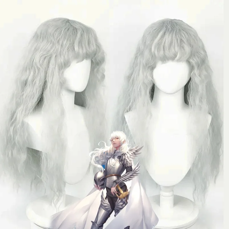 Gioco Anime Berserk Parrucca Cosplay Griffith Argento Grigio Ricci Capelli simulati Seta ad alta temperatura Festival Party Ball Parrucche da donna