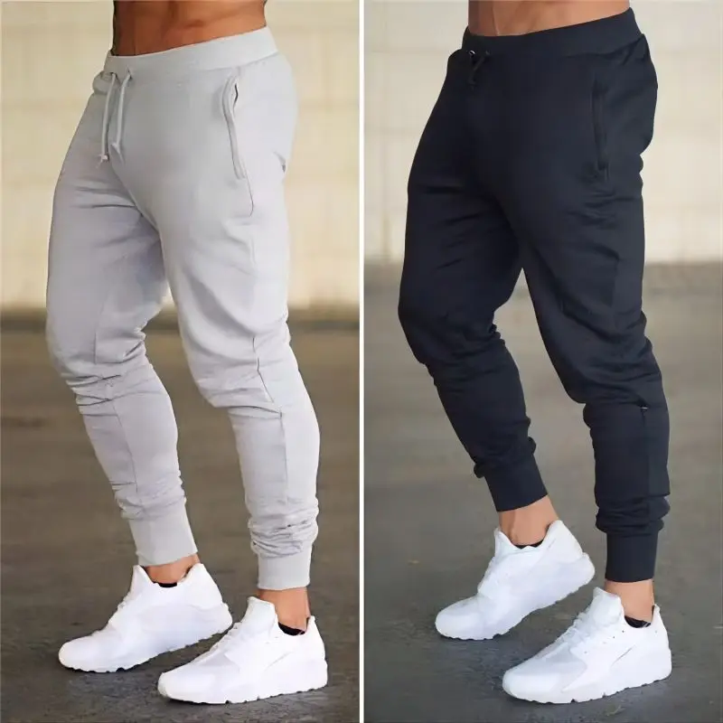 New Solid color Men Casual Sports Pants Running Workout Jogging Long Pants Gym Sport Trousers for Men Jogger Sweatpants