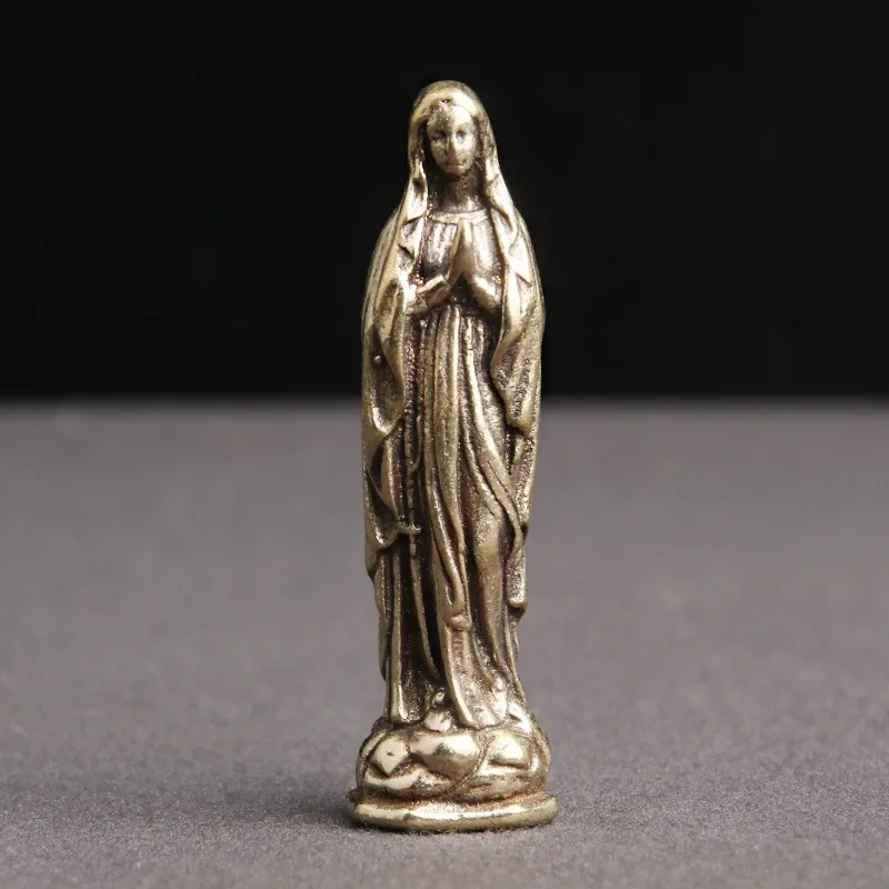 Reines Kupfer Vintage Heilige Jungfrau Maria Figuren Schlüsselanhänger Anhänger Messing Heilige Mutter Religion Glaube Buddha Schlüsselanhänger Behänge