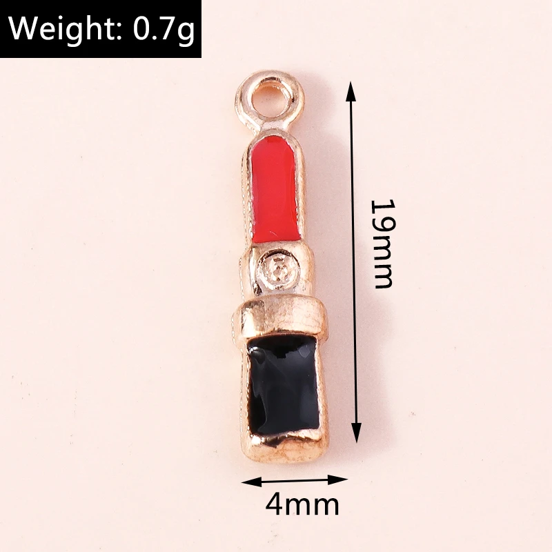 10 Stück Niedliche Emaille-Anhänger in Form von Lippenstiften und High Heels für Schmuckherstellung, Ohrringe, Halsketten, DIY-Bastelbedarf – Detail 12